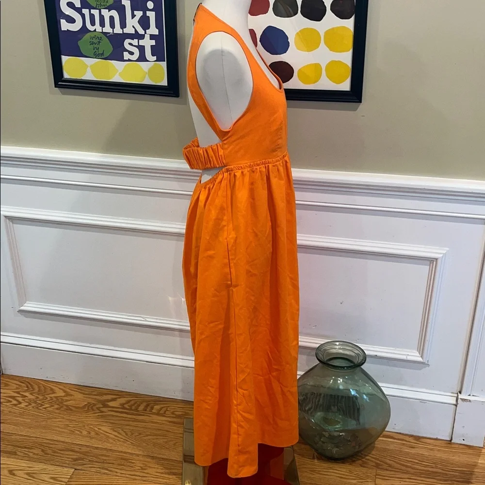 Tangerine o.p.t. Maribella Linen Blend Midi Dress in Orange Glow - Picture 3 of 8
